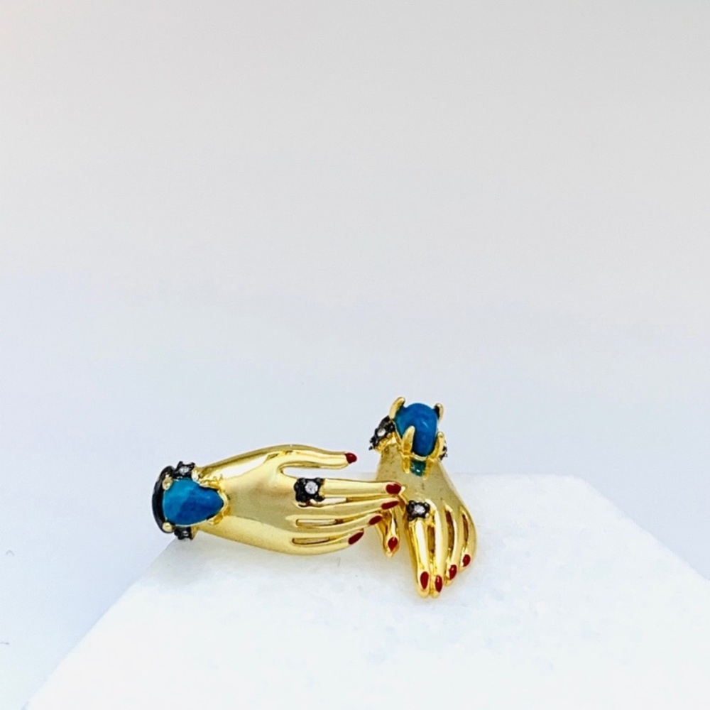 Alexis Bittar Small New Vintage Vanitas Victorian Hand Earrings - Picture 3 of 16